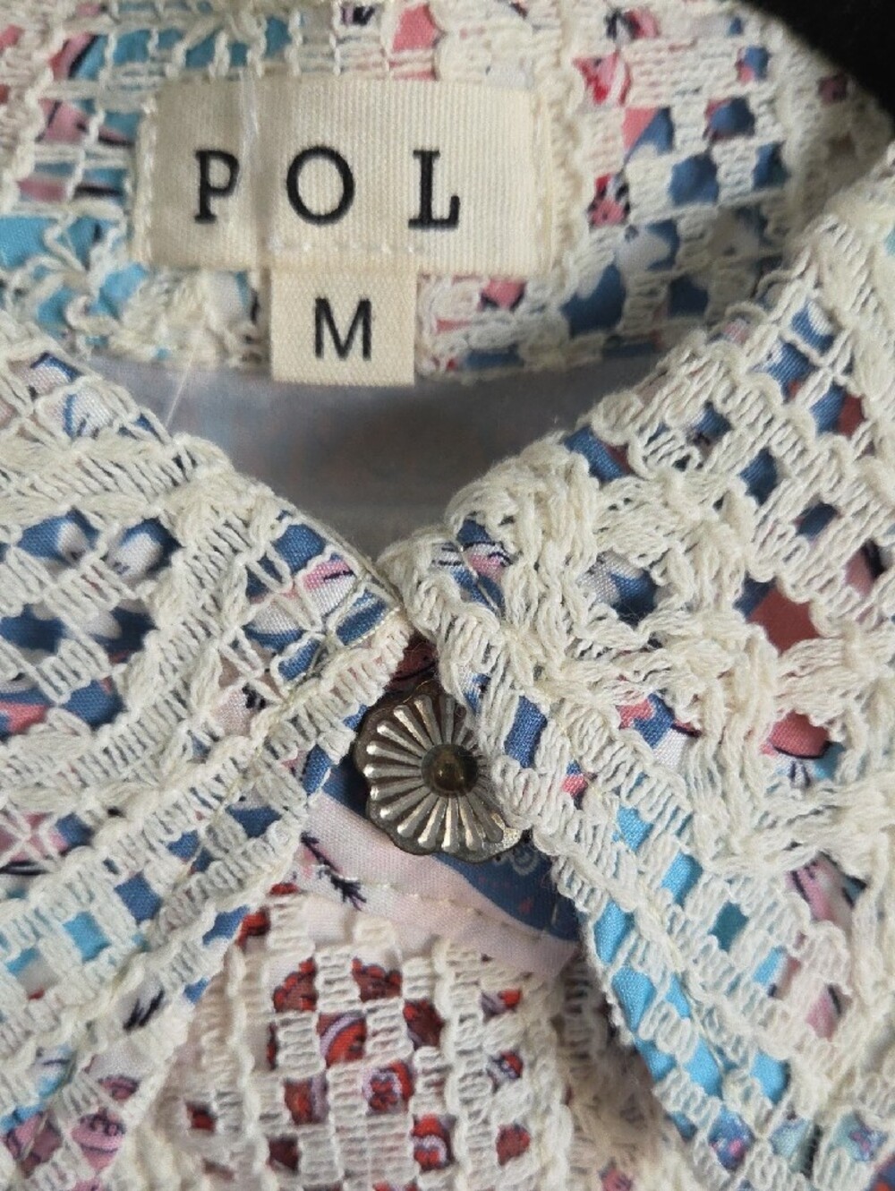 POL Paisley Patchwork Denim-Style Jacket in Light Blue & CreamNWOT - Picture 6 of 6